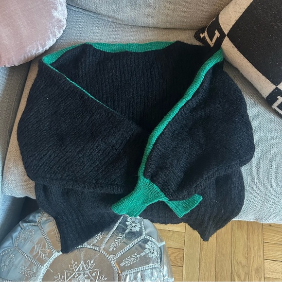 THIERRY MUGLER Vintage Back and Green Boatneck Sweater sz 42 / US 6 - Picture 14 of 14